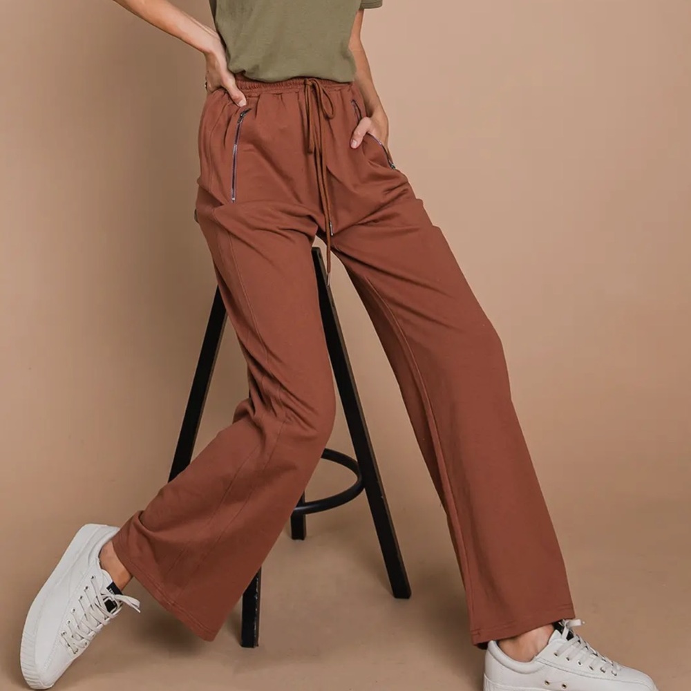 Casual Vintage Wash Cotton Terry Pants